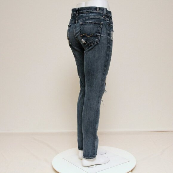 7 For All Mankind Josefina Distressed Mid Rise Straight Leg Jeans - Picture 3 of 15